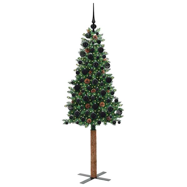 vidaXL Slim Christmas Tree Green 180 cm PVC and Solid Pine wood