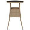 vidaXL Garden Table Ø60x75 cm Tempered Glass and Poly Rattan Beige