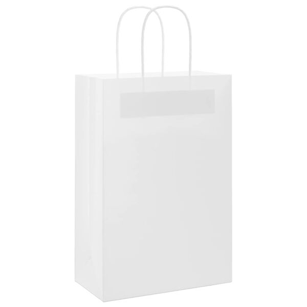 vidaXL Paper Bags 50 pcs with Handles White 21x11x31 cm
