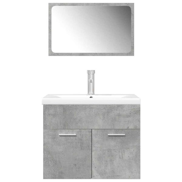 vidaXL 3 Piece Bathroom Furniture Set Concrete Grey Engineered Wood