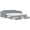 vidaXL Daybed with Trundle and Drawers Light Grey 90x190 cm Fabric