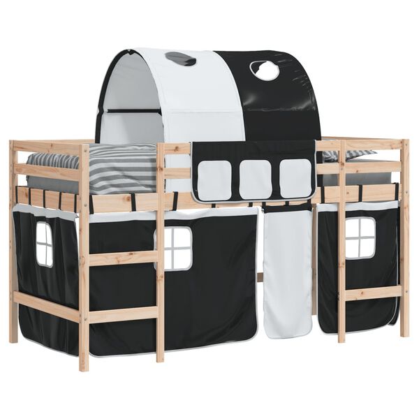 vidaXL Kids' Loft Bed with Tunnel without Mattress White&Black 90x190cm