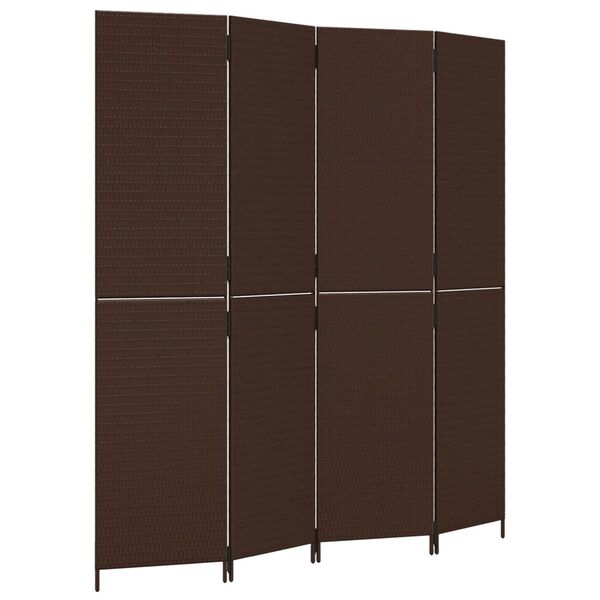 vidaXL Room Divider 4 Panels Brown Poly Rattan