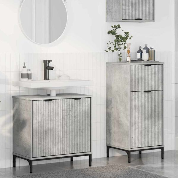 vidaXL Bathroom Furniture Set 2 pcs Concrete grey 39.5 x 36 x 88 cm