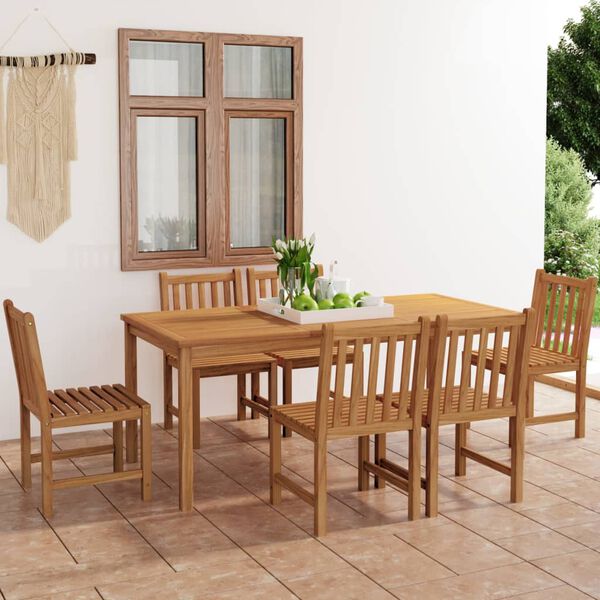 vidaXL 7 Piece Garden Dining Set 180x90 cm Solid Teak Wood