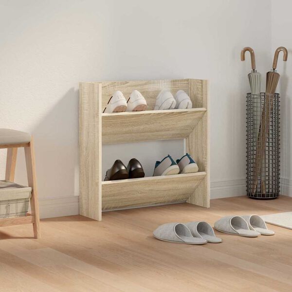 vidaXL Wall Shoe Cabinet Sonoma Oak 60x18x60 cm Engineered Wood