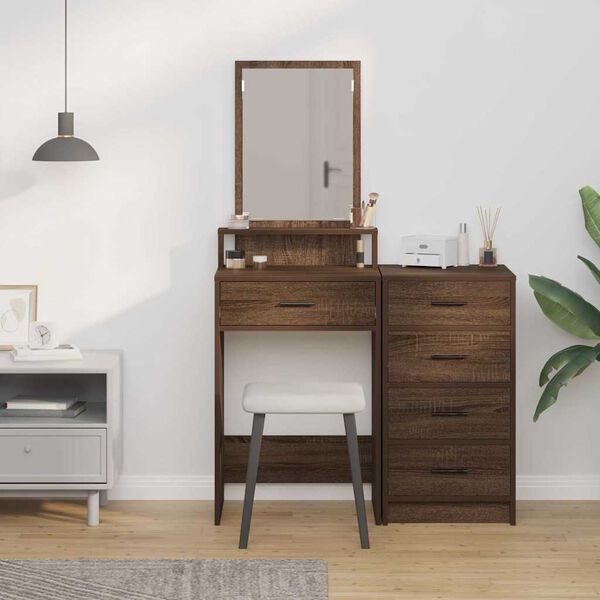 vidaXL Dressing Table Brown Oak 50 x 41 x 140 cm Engineered Wood