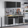 vidaXL Work Cabinet with Drawer 8 pcs Black Engineered Wood and Steel