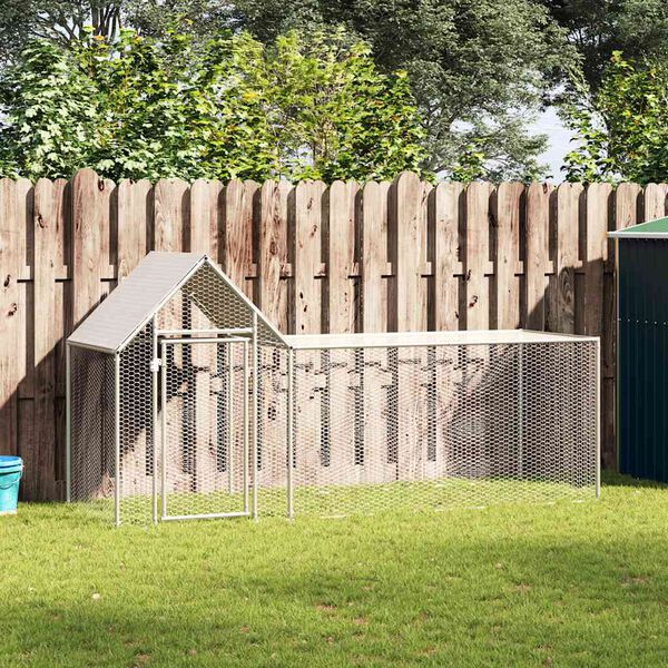 vidaXL Chicken Coop 3x1x1.5 m Galvanised Steel