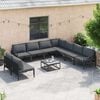 vidaXL Garden Sofa Set with Cushion 9 pcs Black Steel