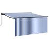 vidaXL Retractable Awning Blue and White 300 x 250 cm