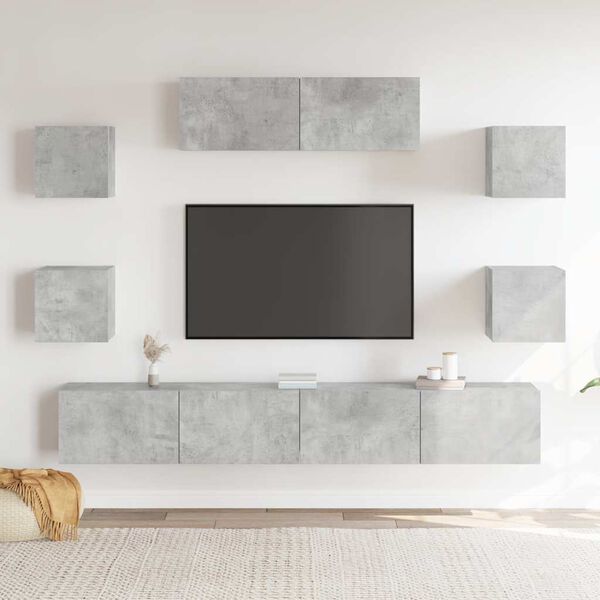 vidaXL 7 Piece TV Cabinet Set Concrete Grey Engineered Wood