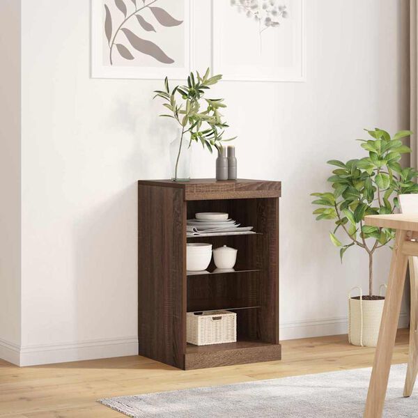 vidaXL Sideboard with LED Lights Brown Oak 41x37x67 cm