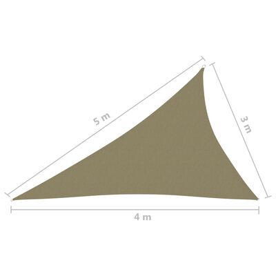 vidaXL Sunshade Sail Oxford Fabric Triangular 3x4x5 m Beige