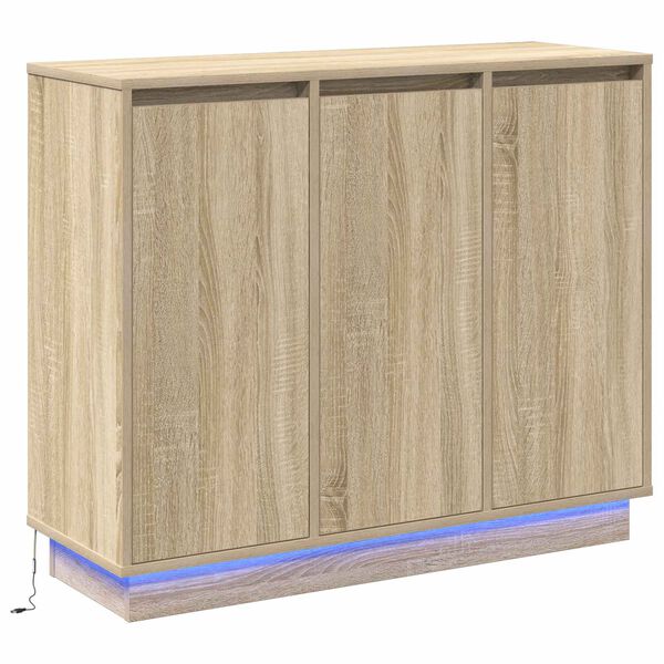 vidaXL LED Sideboard Sonoma Oak 90 x 32 x 75 cm Engineered Wood