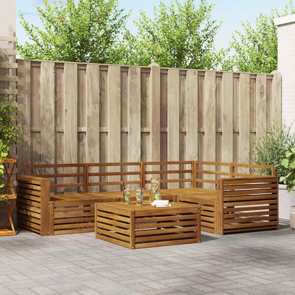 vidaXL Outdoor Sofa Set 5 pcs Natural Solid Acacia Wood