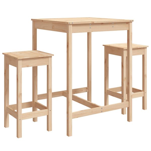 vidaXL 3 Piece Garden Bar Set Solid Wood Pine