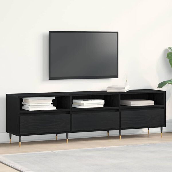 vidaXL TV Cabinet Black Oak 150 x 30 x 44.5 cm Engineered Wood