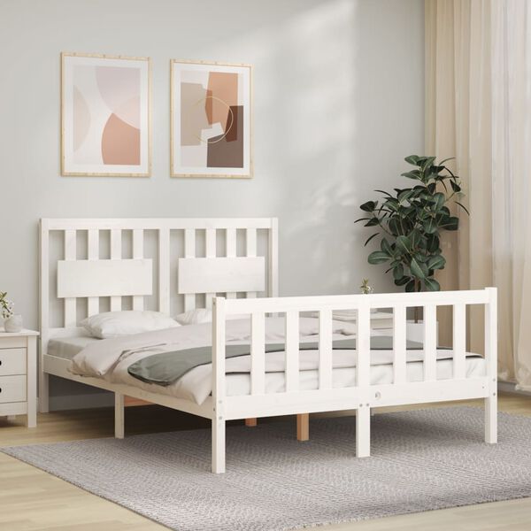 vidaXL Bed Frame without Mattress White 140x190 cm Solid Wood Pine