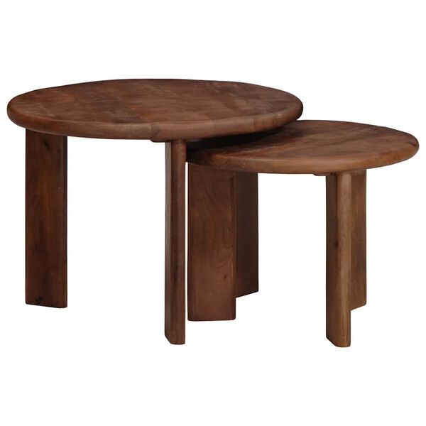 vidaXL Nesting Coffee Tables 2 pcs Dark Brown Solid Mango Wood