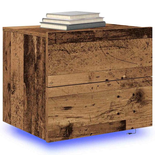 vidaXL Bedside Cabinet Old Wood 50 x 39 x 41 cm Engineered Wood