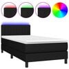 vidaXL Box Spring Bed with Mattress&LED Black 100x200cm Fabric