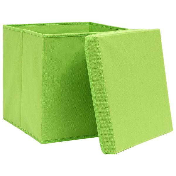 vidaXL Storage Boxes with Covers 10 pcs 28x28x28 cm Green