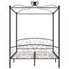 vidaXL Canopy Bed Frame without Mattress Black Metal 160x200 cm