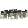 vidaXL Garden Dining Set 9 pcs Light Grey Poly Rattan