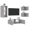 vidaXL 4 Piece TV Wall Cabinets with LED Lights Grey Sonoma