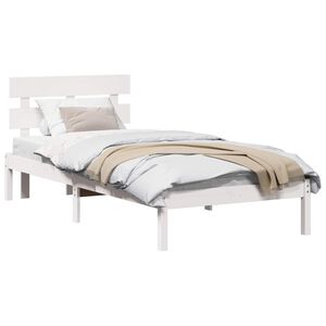 vidaXL Bed Frame with Headboard White 90 x 190 cm Solid Pine wood