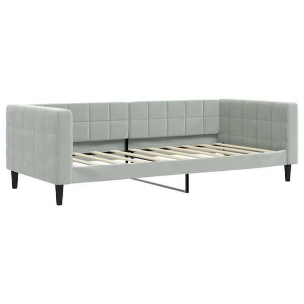 vidaXL Daybed with Trundle and Mattresses Light Grey 90x190 cm Velvet