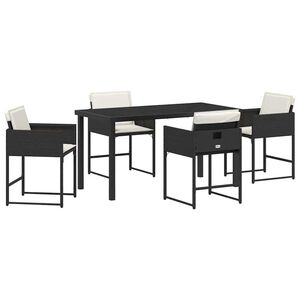 vidaXL Garden Dining Set 5 pcs Black Poly Rattan