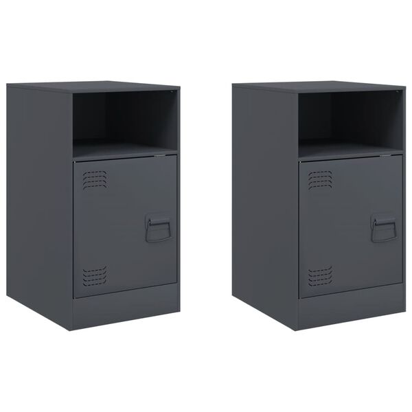 vidaXL Bedside Cabinets 2pcs Anthracite 34.5x39x62 cm Steel