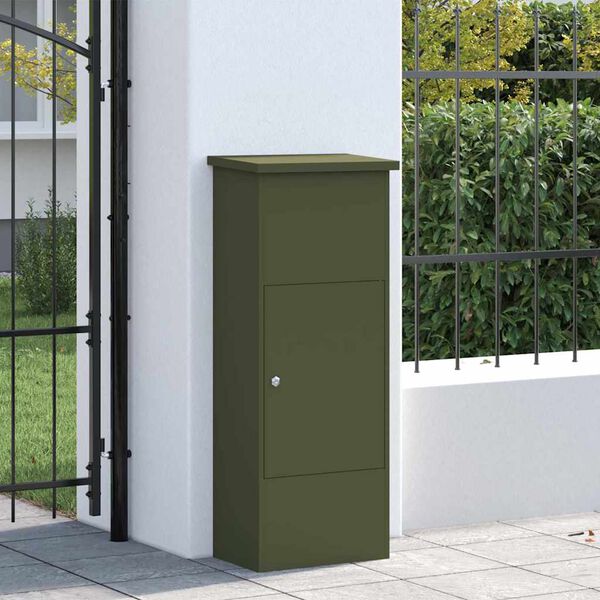 vidaXL Parcel Drop Box Olive green 44.5 x 29 x 110.5 cm Steel