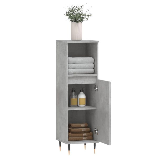 vidaXL Bathroom Cabinet Concrete Grey 30x30x100 cm Engineered Wood