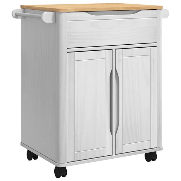 vidaXL Kitchen Trolley White 72.5 x 45 x 80 cm Solid Pine Wood