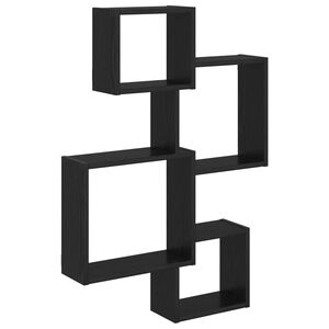 vidaXL Wall Cube Shelves Wall-Mounted Black Oak 64 x 13.5 x 91.5 cm