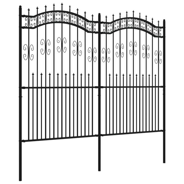 vidaXL Garden Fence with Spear Top Black 240x175cm Powder-coated Steel