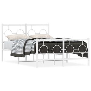 vidaXL Metal Bed Frame without Mattress with Footboard White 120x200cm