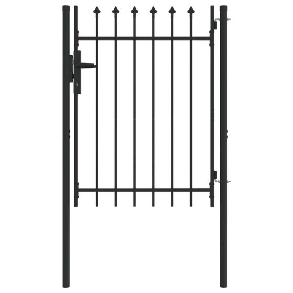vidaXL Fence Gate Boxtel Single Door with Spike Top Steel 1x1.2 m Black