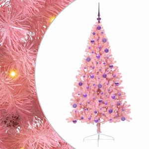 vidaXL Artificial Pre-lit Christmas Tree with 300 LEDs Pink 180 cm PVC