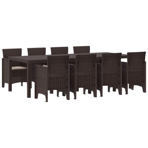 vidaXL Garden Dining Set 9 pcs Brown Polypropylene