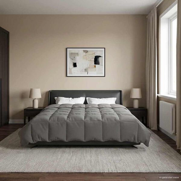 vidaXL Full Year Duvet Quilted Light Grey 200 x 220 cm Microfiber