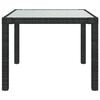 vidaXL Garden Table 90x90x75 cm Tempered Glass and Poly Rattan Black