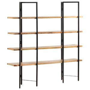 vidaXL Bookcase | Natural wood and black | Solid mango wood, powder-coated steel