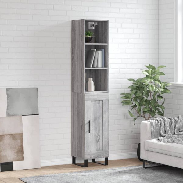 vidaXL Highboard Grey Sonoma 34.5x34x180 cm Engineered Wood