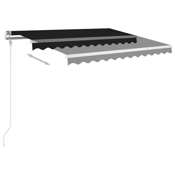 vidaXL Manual Retractable Awning with LED 3.5x2.5 m Anthracite