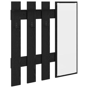 vidaXL Wall-Mounted Coat Rack Wall-mounted Black Oak 100 x 10 x 100 cm