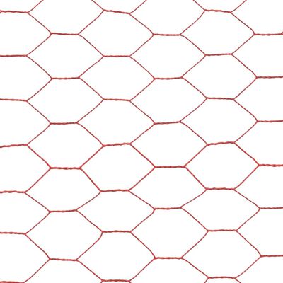 vidaXL Chicken Wire Fence Steel with PVC Coating 25x0.75 m Red